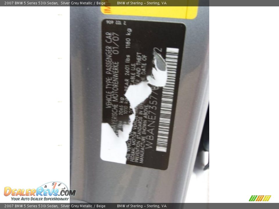 2007 BMW 5 Series 530i Sedan Silver Grey Metallic / Beige Photo #17