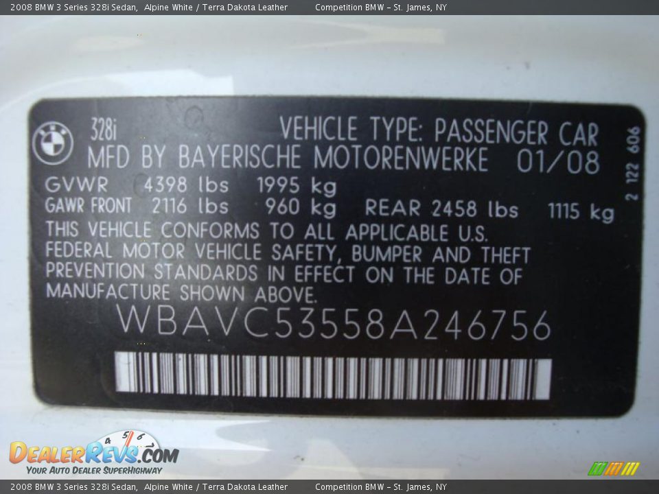 2008 BMW 3 Series 328i Sedan Alpine White / Terra Dakota Leather Photo #15