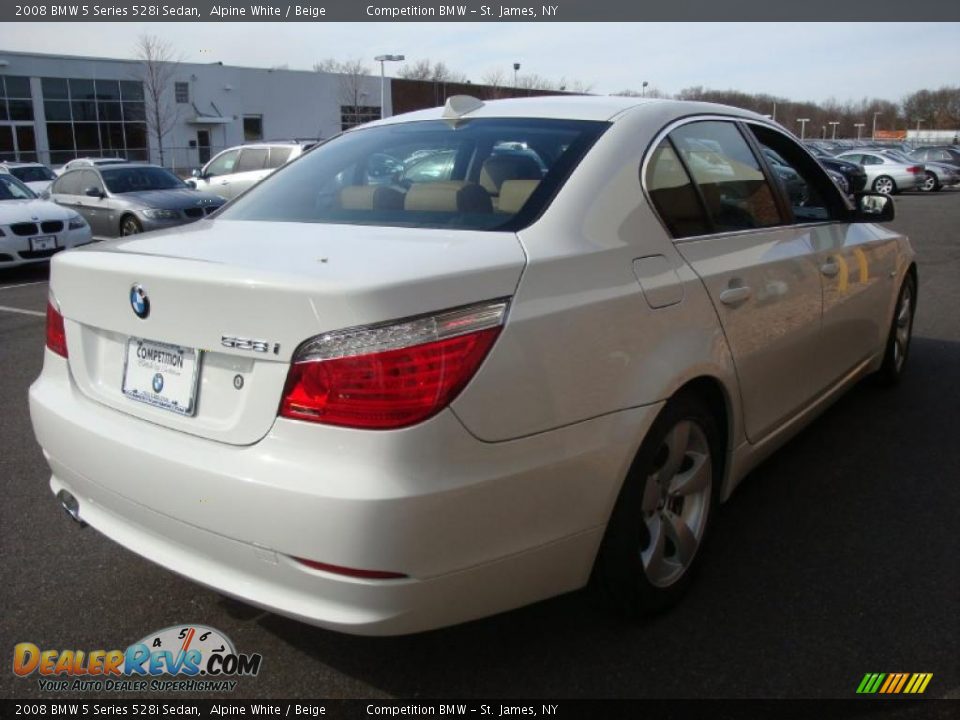 2008 BMW 5 Series 528i Sedan Alpine White / Beige Photo #6