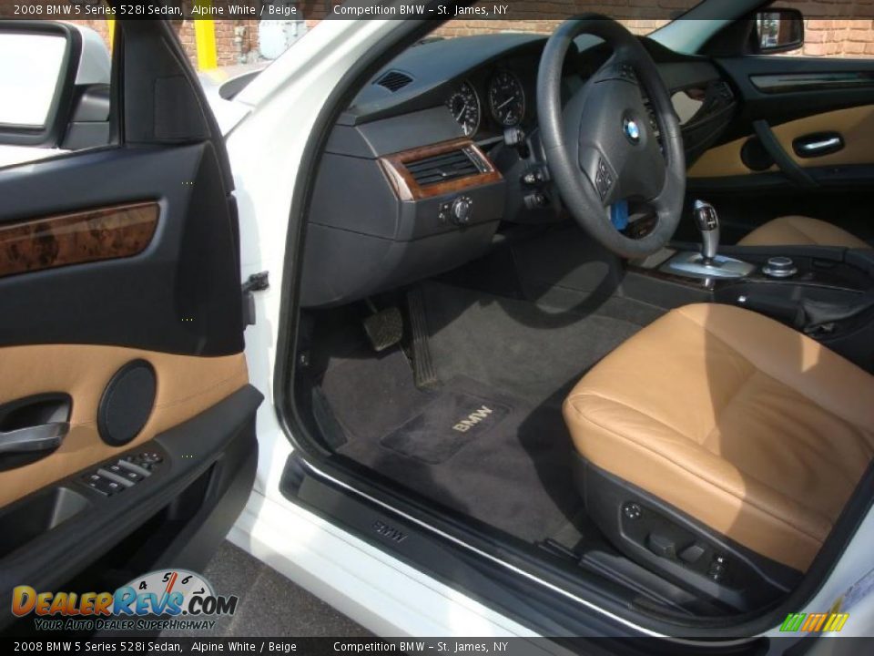 2008 BMW 5 Series 528i Sedan Alpine White / Beige Photo #10