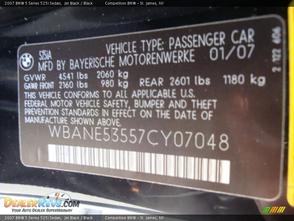 2007 BMW 5 Series 525i Sedan Jet Black / Black Photo #16