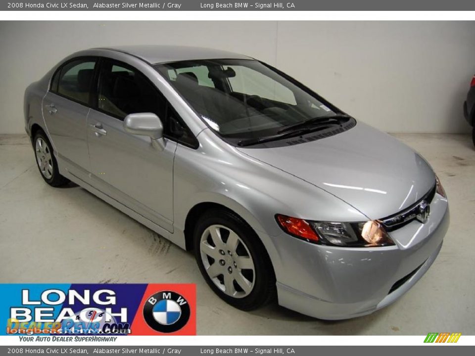 2008 Honda Civic LX Sedan Alabaster Silver Metallic / Gray Photo #1