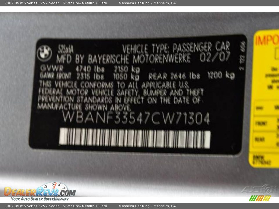 2007 BMW 5 Series 525xi Sedan Silver Grey Metallic / Black Photo #9