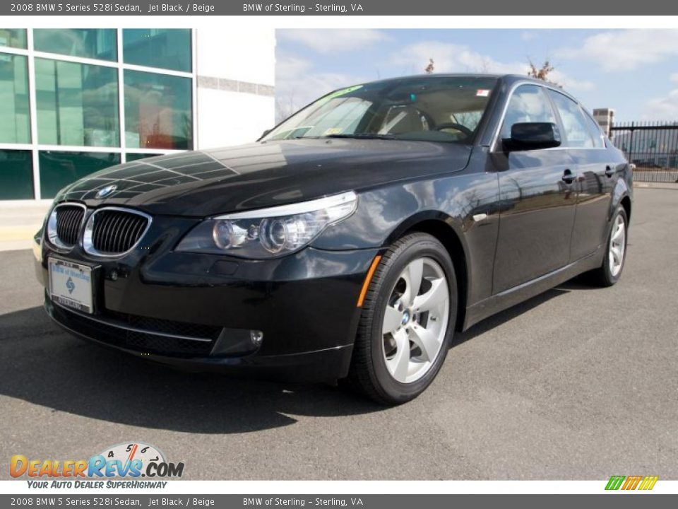 2008 BMW 5 Series 528i Sedan Jet Black / Beige Photo #2