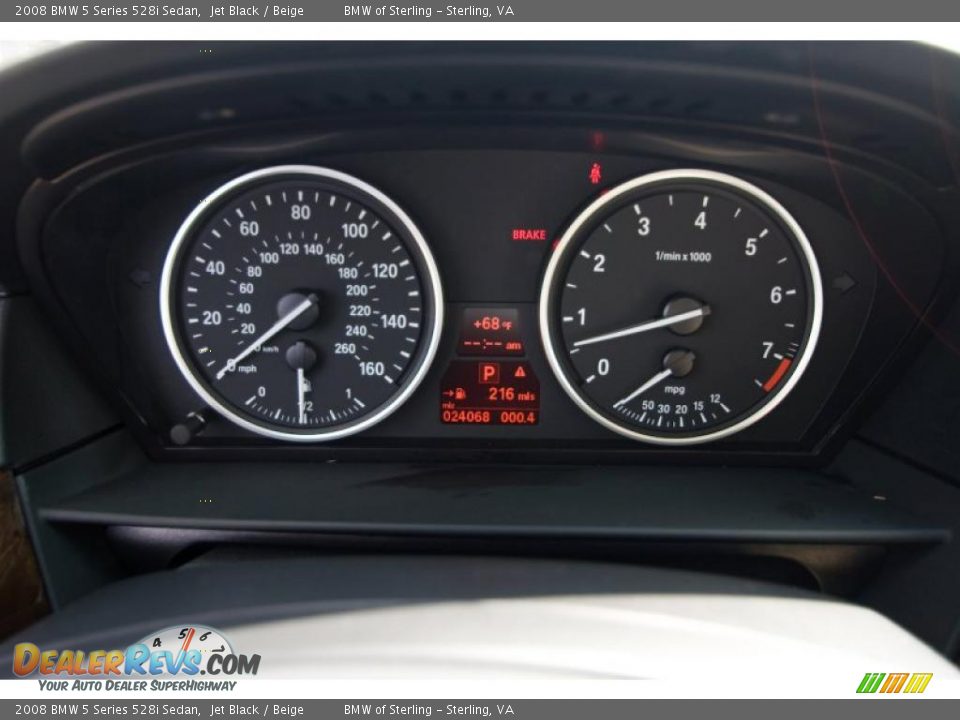 2008 BMW 5 Series 528i Sedan Jet Black / Beige Photo #16