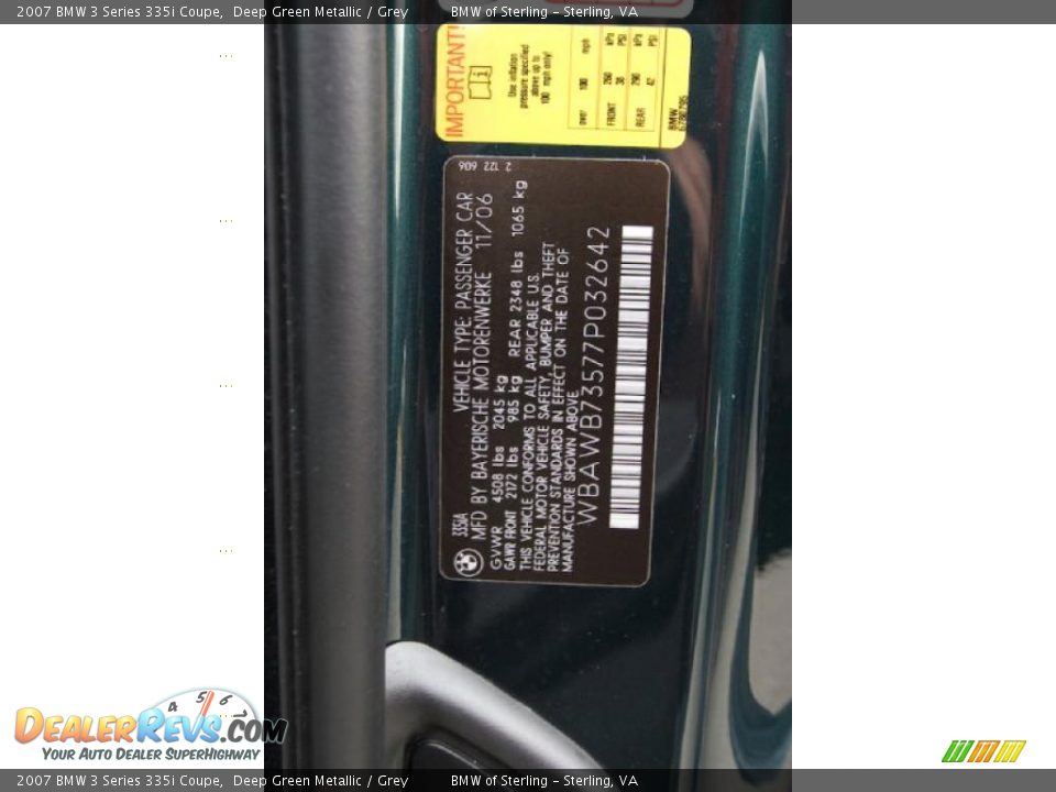 2007 BMW 3 Series 335i Coupe Deep Green Metallic / Grey Photo #15