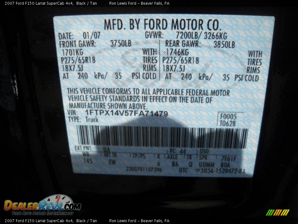 2007 Ford F150 Lariat SuperCab 4x4 Black / Tan Photo #9