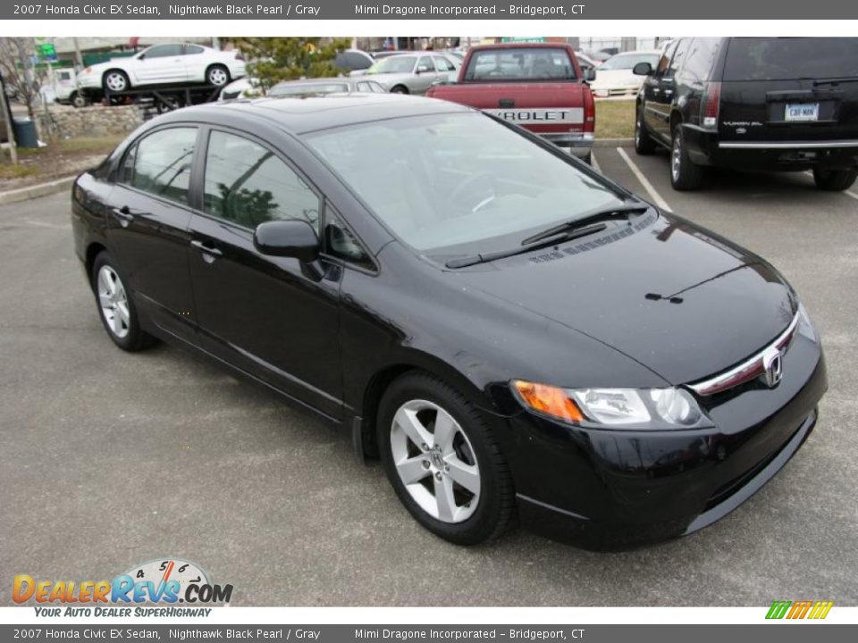 2007 Honda Civic EX Sedan Nighthawk Black Pearl / Gray Photo #3