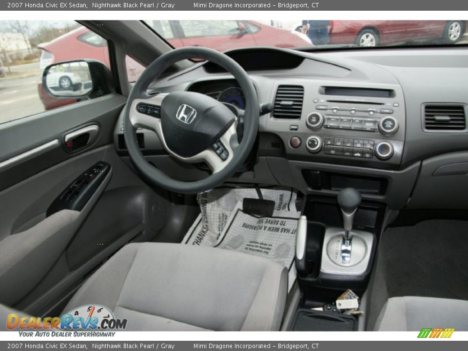 2007 Honda Civic EX Sedan Nighthawk Black Pearl / Gray Photo #14