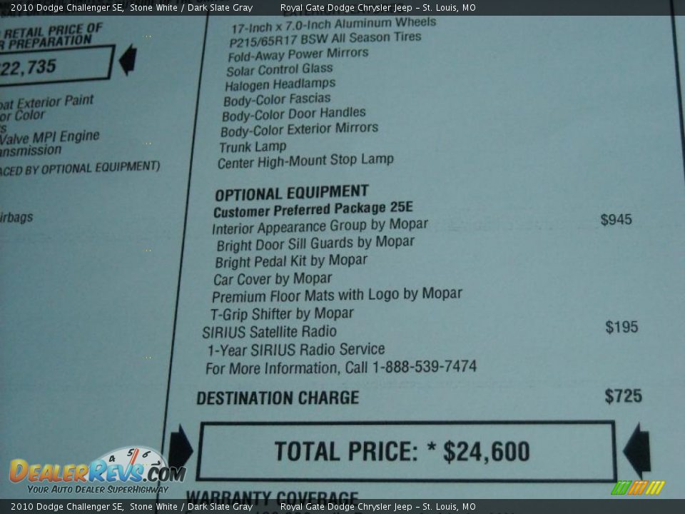 2010 Dodge Challenger SE Stone White / Dark Slate Gray Photo #17