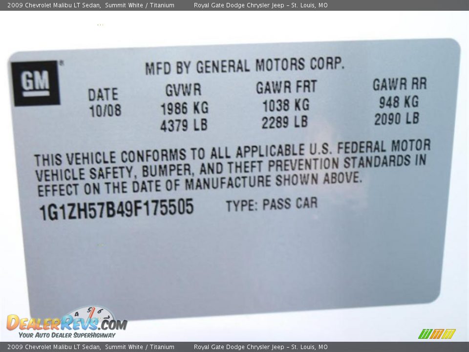 2009 Chevrolet Malibu LT Sedan Summit White / Titanium Photo #17