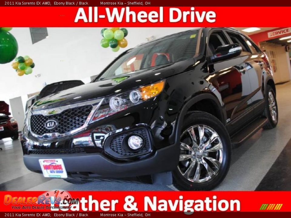 2011 Kia Sorento EX AWD Ebony Black / Black Photo #1