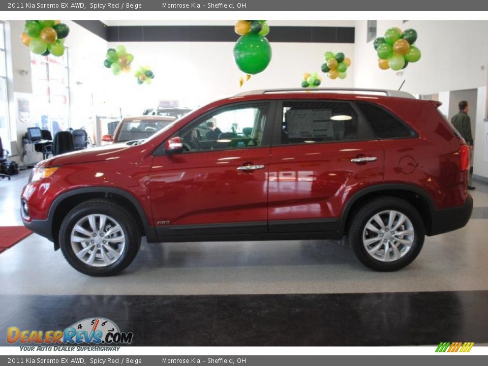 2011 Kia Sorento EX AWD Spicy Red / Beige Photo #3
