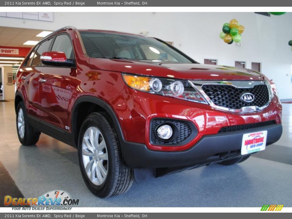 2011 Kia Sorento EX AWD Spicy Red / Beige Photo #9
