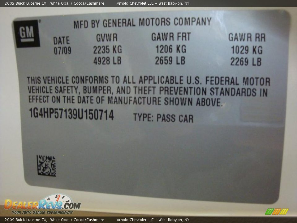 2009 Buick Lucerne CX White Opal / Cocoa/Cashmere Photo #15