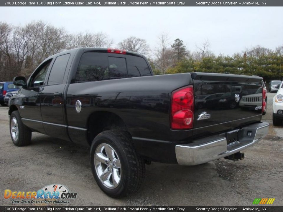 2008 Dodge Ram 1500 Big Horn Edition Quad Cab 4x4 Brilliant Black Crystal Pearl / Medium Slate Gray Photo #3