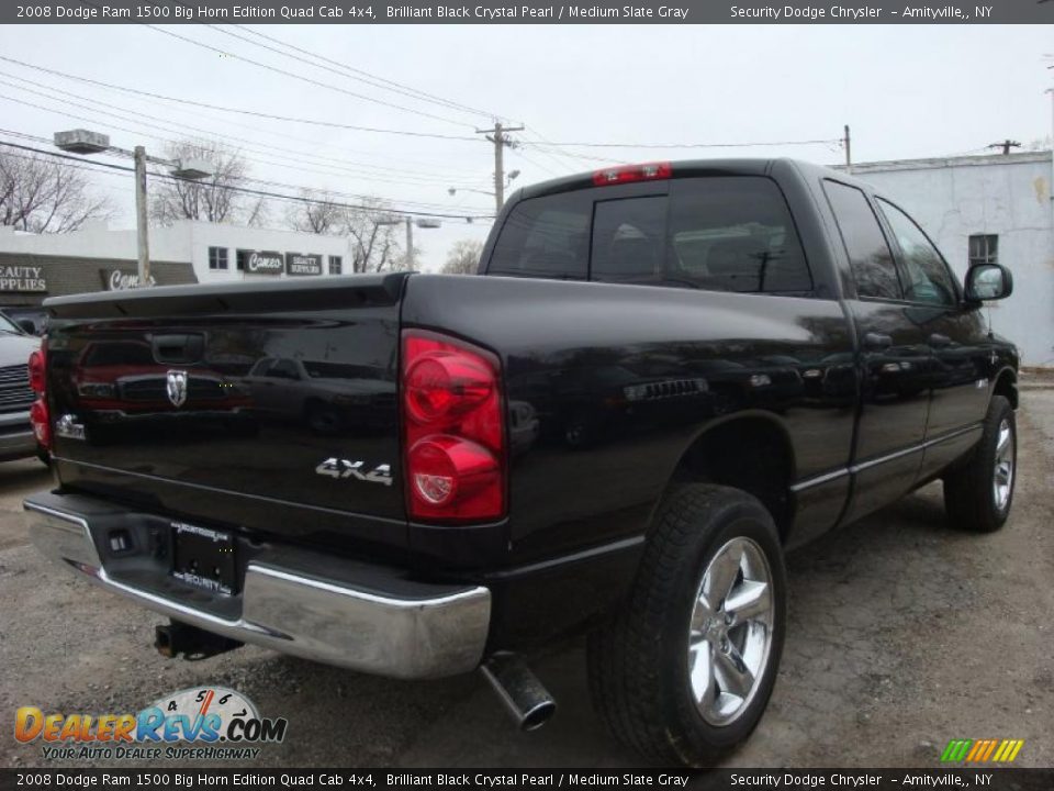 2008 Dodge Ram 1500 Big Horn Edition Quad Cab 4x4 Brilliant Black Crystal Pearl / Medium Slate Gray Photo #4