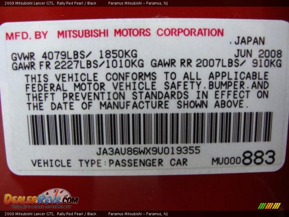 2009 Mitsubishi Lancer GTS Rally Red Pearl / Black Photo #16