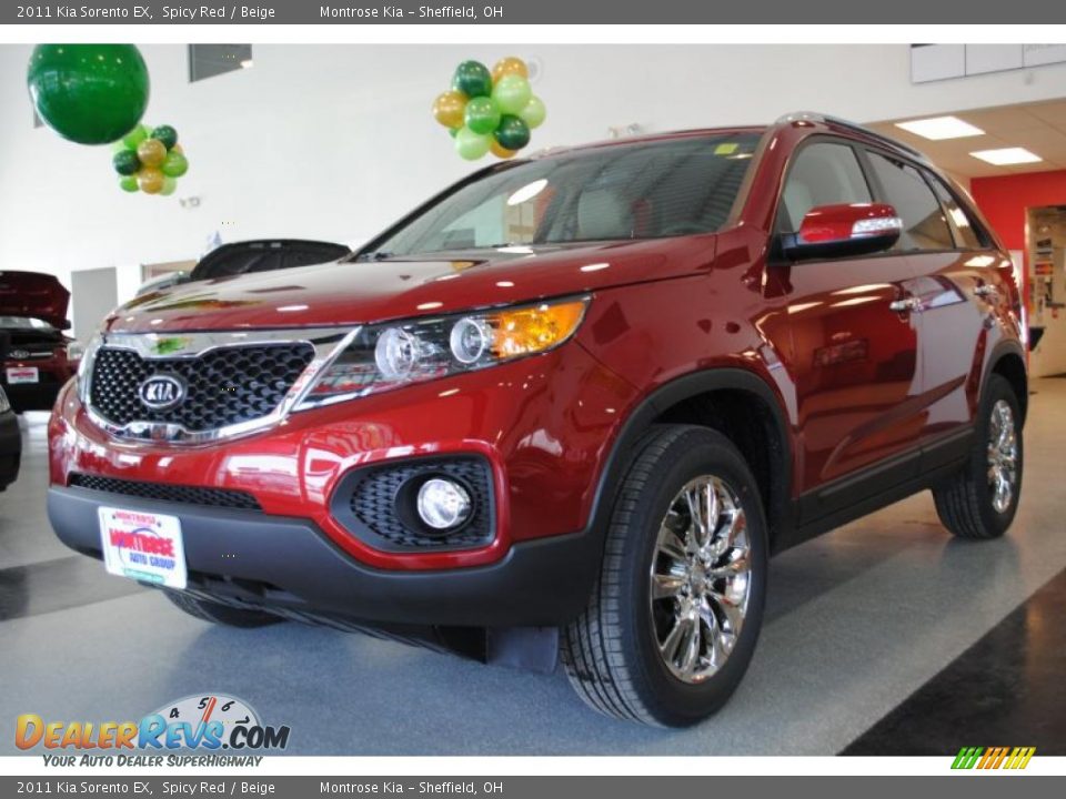 2011 Kia Sorento EX Spicy Red / Beige Photo #3