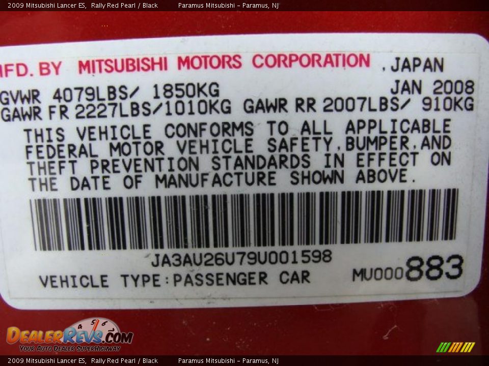 2009 Mitsubishi Lancer ES Rally Red Pearl / Black Photo #16