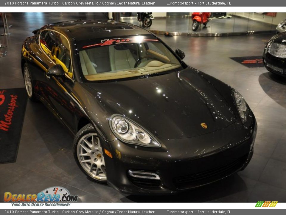 2010 Porsche Panamera Turbo Carbon Grey Metallic / Cognac/Cedar Natural Leather Photo #1