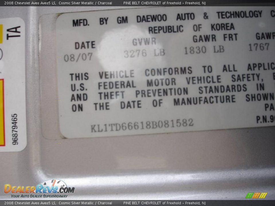 2008 Chevrolet Aveo Aveo5 LS Cosmic Silver Metallic / Charcoal Photo #18