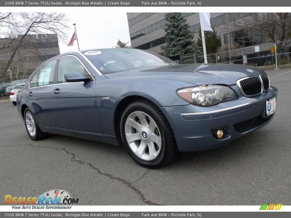2008 BMW 7 Series 750Li Sedan Michigan Blue Metallic / Cream Beige Photo #4