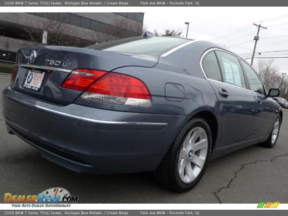 2008 BMW 7 Series 750Li Sedan Michigan Blue Metallic / Cream Beige Photo #5