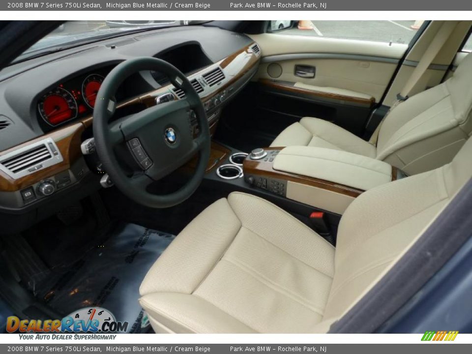 2008 BMW 7 Series 750Li Sedan Michigan Blue Metallic / Cream Beige Photo #6