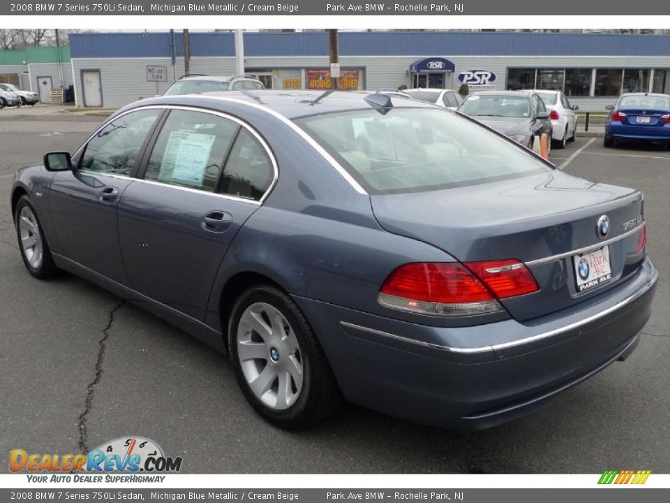 2008 BMW 7 Series 750Li Sedan Michigan Blue Metallic / Cream Beige Photo #8