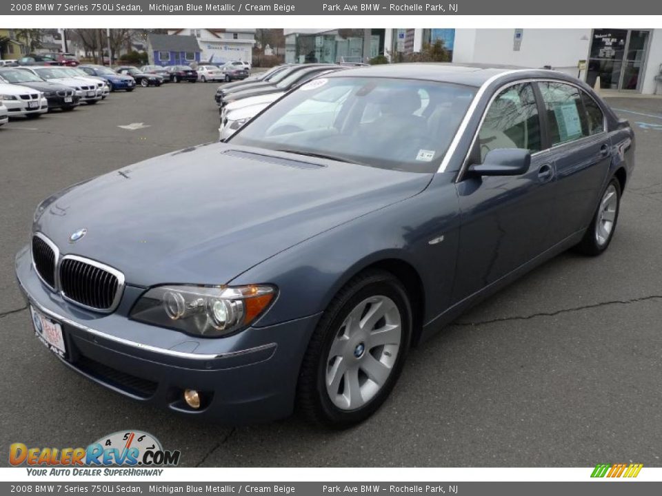 2008 BMW 7 Series 750Li Sedan Michigan Blue Metallic / Cream Beige Photo #9