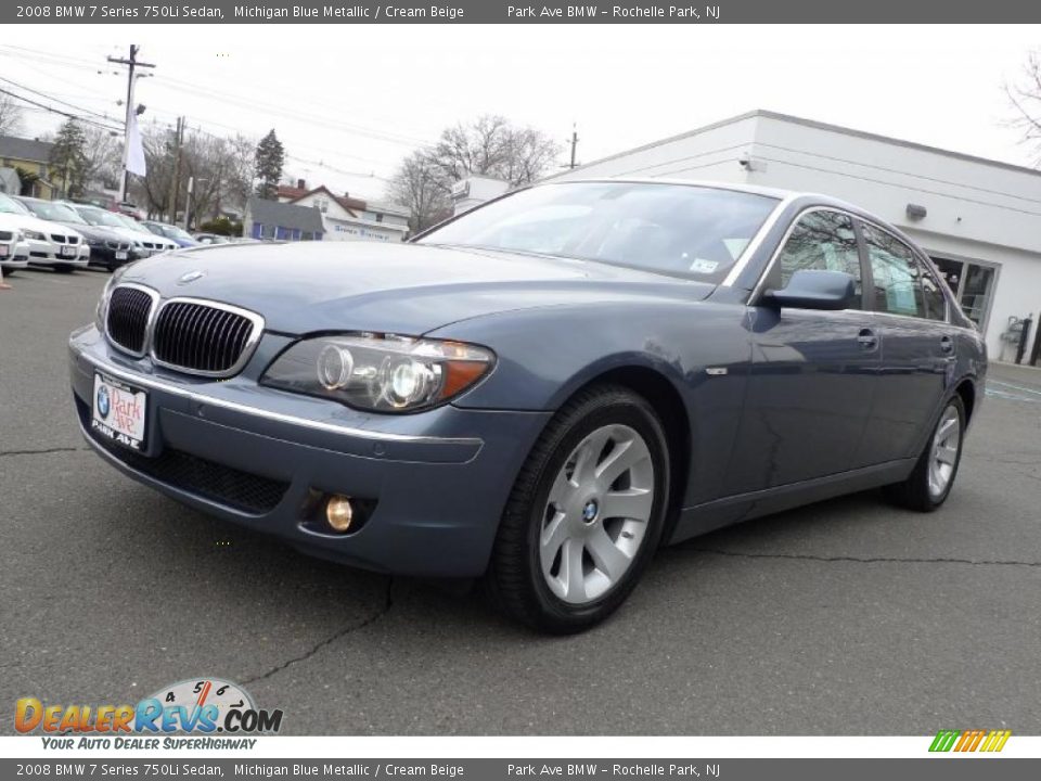 2008 BMW 7 Series 750Li Sedan Michigan Blue Metallic / Cream Beige Photo #10