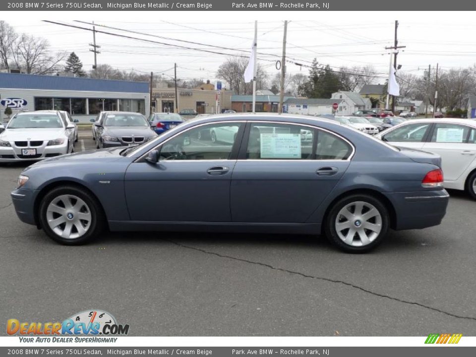 2008 BMW 7 Series 750Li Sedan Michigan Blue Metallic / Cream Beige Photo #12