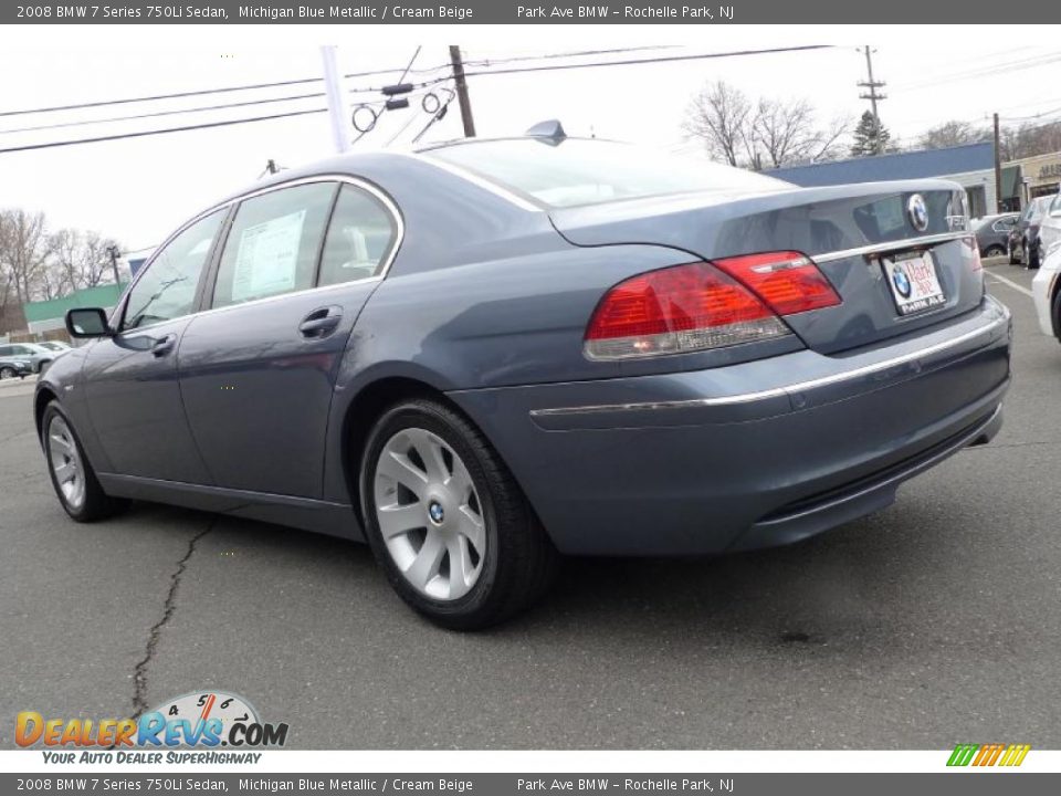 2008 BMW 7 Series 750Li Sedan Michigan Blue Metallic / Cream Beige Photo #13