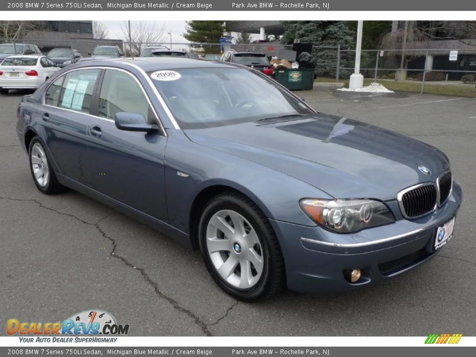 2008 BMW 7 Series 750Li Sedan Michigan Blue Metallic / Cream Beige Photo #14