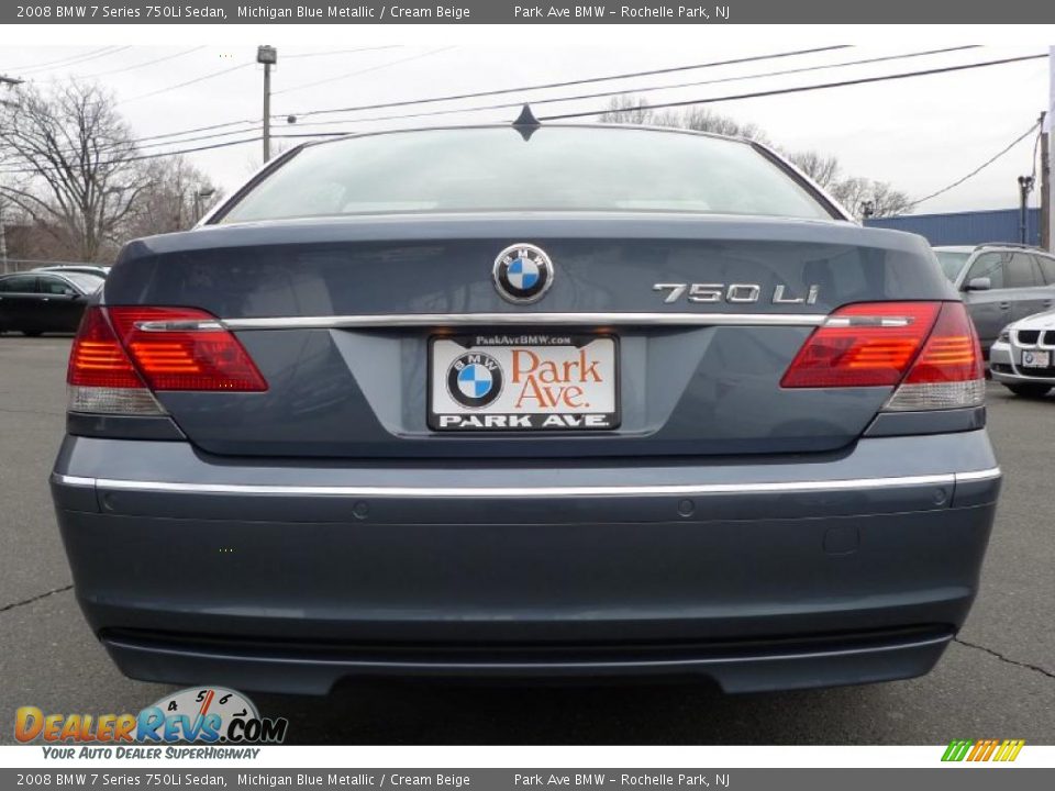 2008 BMW 7 Series 750Li Sedan Michigan Blue Metallic / Cream Beige Photo #16