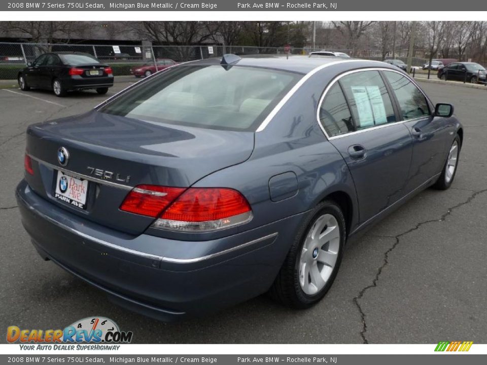 2008 BMW 7 Series 750Li Sedan Michigan Blue Metallic / Cream Beige Photo #18