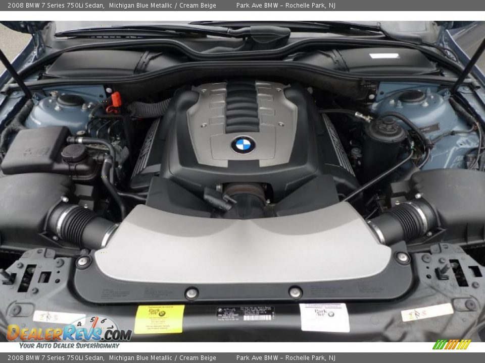 2008 BMW 7 Series 750Li Sedan Michigan Blue Metallic / Cream Beige Photo #24