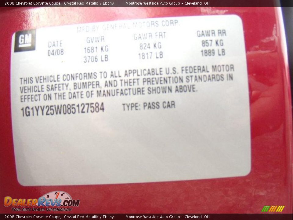 2008 Chevrolet Corvette Coupe Crystal Red Metallic / Ebony Photo #9