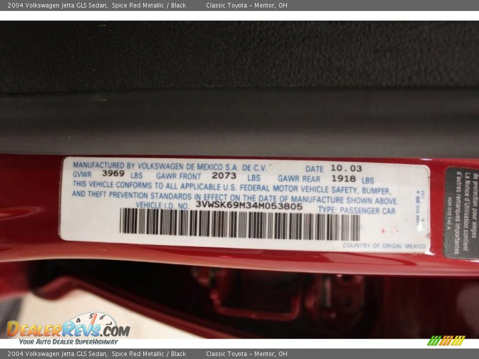 2004 Volkswagen Jetta GLS Sedan Spice Red Metallic / Black Photo #26