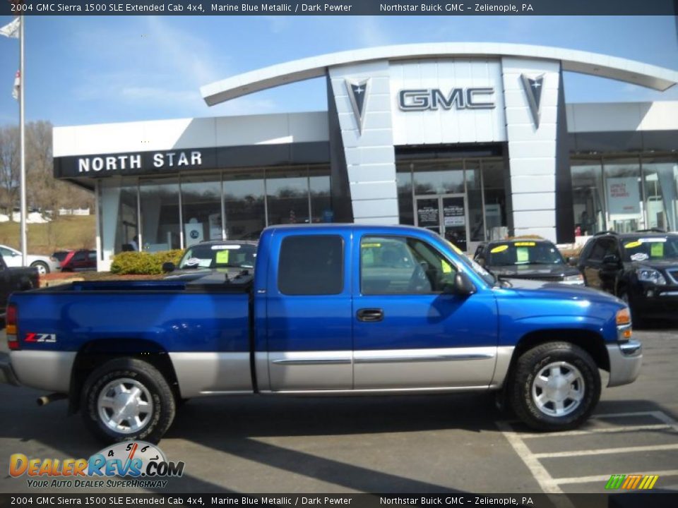 2004 GMC Sierra 1500 SLE Extended Cab 4x4 Marine Blue Metallic / Dark Pewter Photo #1