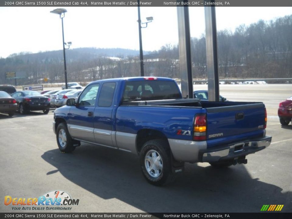 2004 GMC Sierra 1500 SLE Extended Cab 4x4 Marine Blue Metallic / Dark Pewter Photo #4