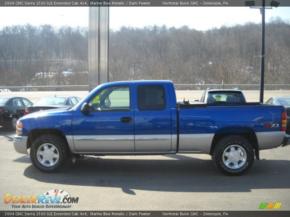 2004 GMC Sierra 1500 SLE Extended Cab 4x4 Marine Blue Metallic / Dark Pewter Photo #6