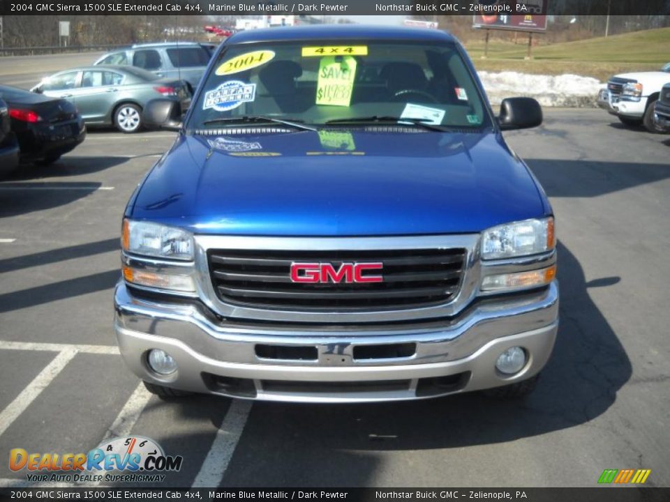 2004 GMC Sierra 1500 SLE Extended Cab 4x4 Marine Blue Metallic / Dark Pewter Photo #15