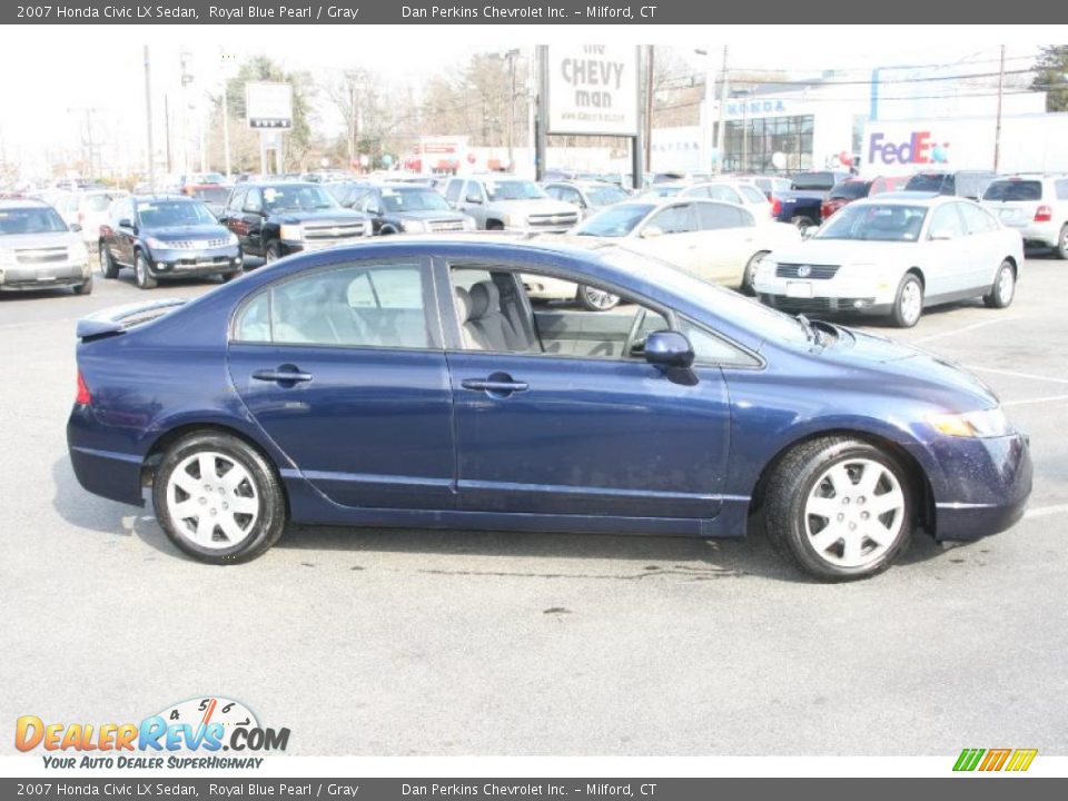 2007 Honda Civic LX Sedan Royal Blue Pearl / Gray Photo #4