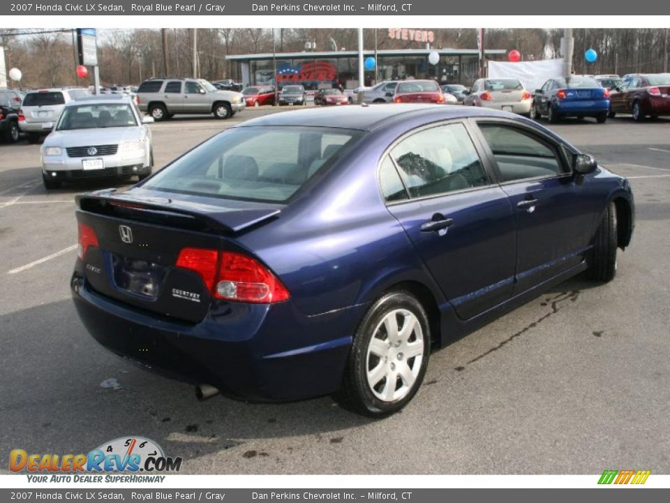 2007 Honda Civic LX Sedan Royal Blue Pearl / Gray Photo #5