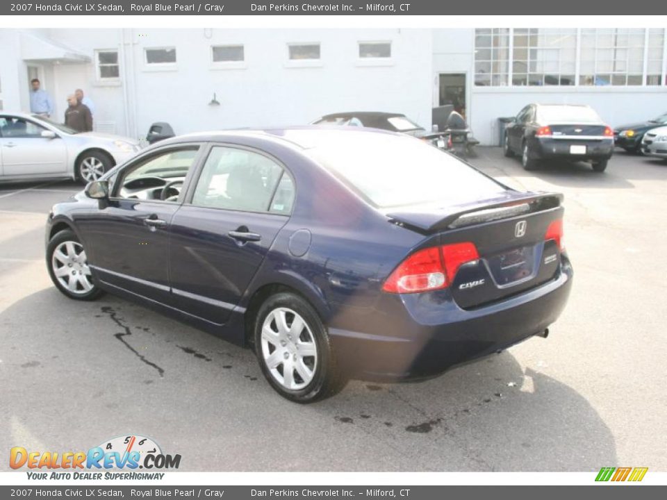 2007 Honda Civic LX Sedan Royal Blue Pearl / Gray Photo #7