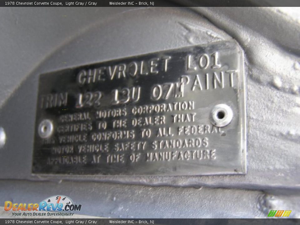 1978 Chevrolet Corvette Coupe Light Gray / Gray Photo #31