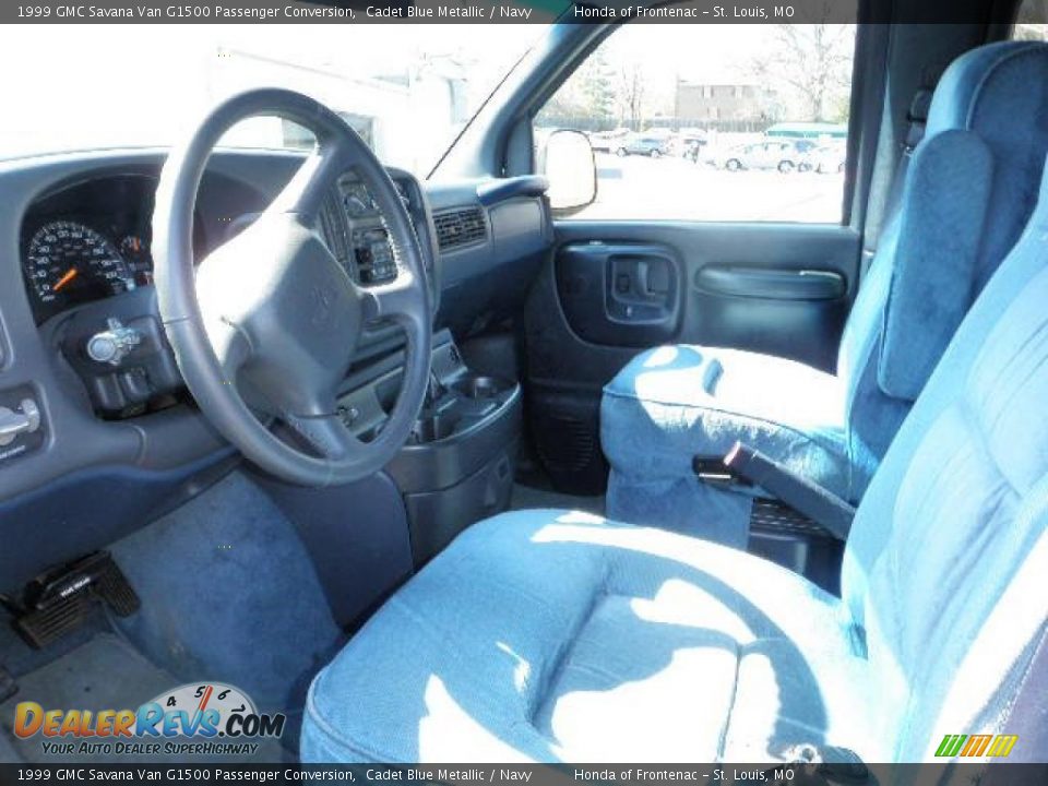 1999 GMC Savana Van G1500 Passenger Conversion Cadet Blue Metallic / Navy Photo #7