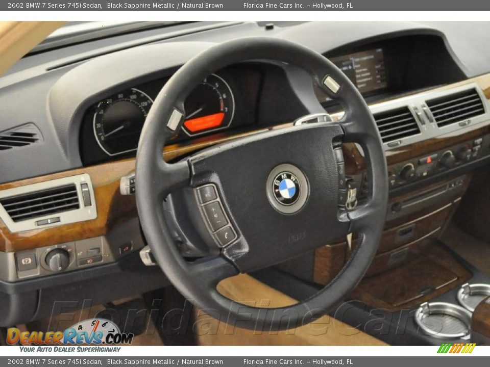 2002 BMW 7 Series 745i Sedan Black Sapphire Metallic / Natural Brown Photo #17